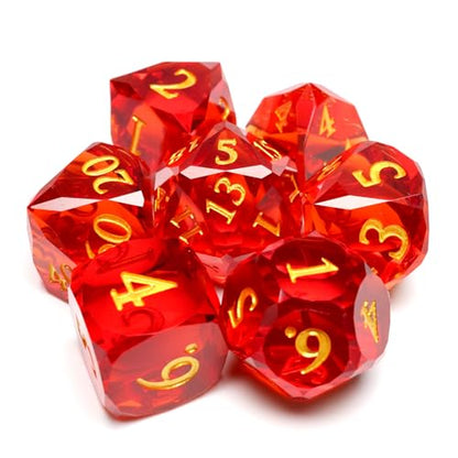 XENOLUX Polyhedral RPG Dice,Handmade Resin Red DND Dice Set for Dungeons and Dragons-RD Red - color: Rd-red