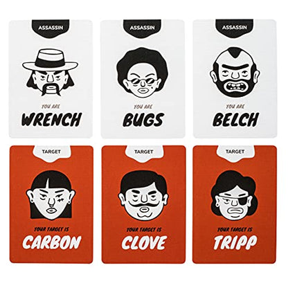 Stellar Factory Card Assassins Party Game, Word Elimination, 3-6 Players | Expandable: Sticks and Stones adds 200+ new words & doubles capacity to 12; 90-second rules, no setup, play anywhere. - size: Card Assassins
