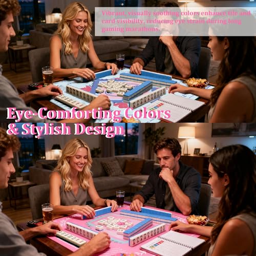 Mahjong Mat for Table, Non-Slip Noise Reducing for American Mahjong/Board Games, 31.5x31.5 Inch Premium Gaming Mat, with Black Storage Pouch (Blue) - color: Blue