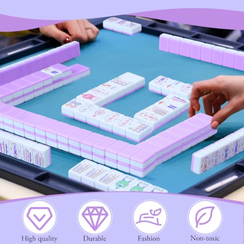 Simgoing 160 Pcs 1.2 Inch American Mahjong Sets Mahjong Tiles Melamine Engraved Multi-Layer Mah Jong Ideal for Home & Party Games, Tiles Only(Modern,Light Purple) - color: Light Purple, style: Modern