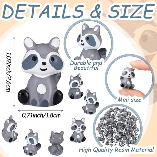 Seenelling 50 Pcs Mini Raccoon Figurine Bulk Resin Miniature Tiny Animals Figures Small Little Cute Raccoon Home Decor for Cabin Lodge Rustic Cake Toppers Desktop Home Decor(Sit) - style: Sit