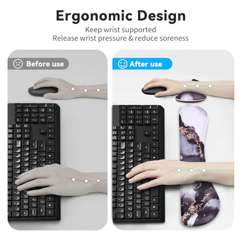 ZIBLY Wrist Rest Keyboard and Mouse Set - Non-Slip Ergonomic Wrist Cushion Support Pad - Easy Typing, Pain Relief – Premium Silky Gel Memory Foam for Work from Home Gaming Computer Laptop
