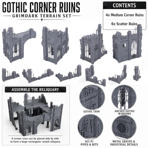 Gothic Sector Terrain Set: 28mm Scale Buildings & Scatter Terrain for 2000-Point Competitive 40k Games (Small Church) - style: Small Church