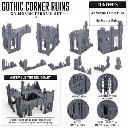 Gothic Sector Terrain Set: 28mm Scale Buildings & Scatter Terrain for 2000-Point Competitive 40k Games (Small Church) - style: Small Church