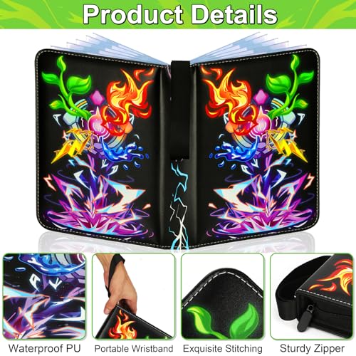 Card Binder for Cards, 4-Pocket Trading Card Binder with 50 Removable Sleeves Fits 400 Cards, Great Creative Design Card Collection Binder Album Gift for Boys Girls Aged 4 to 16 (400 Cards Purple) - color: 400 Cards Purple