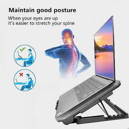 Laptop Cooling Pad, Cooler Pad Chill Mat 2 Quiet Fans LED Lights and 2 USB Ports 5 Height & with Adjustable Speed Mounts Metal Mesh Design, for 9"-17" Laptops（Silver） - color: Silver