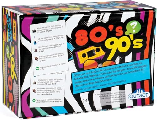 Outset Media - 80's 90's Trivia - Includes 220 Cards with Over 1200 Fun Questions and Answers - Ages 12+