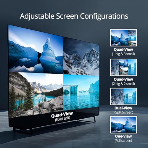 gofanco 1080p 4x1 HDMI Multi Viewer (QuadView) | View 4 HDMI Sources on 1 Screen, 1080p Quad/Dual/Single Modes, IR Remote, Ideal for Security, Gaming & Monitoring QuadView - size: 1080p 4 in 1 out, QuadView