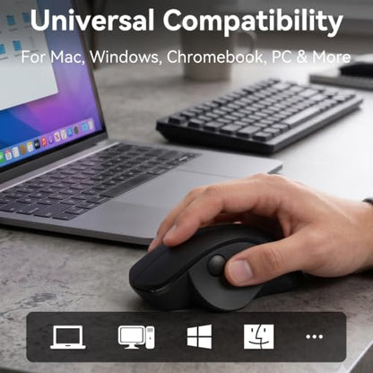 Ergonomic Thumb Wheel Mouse, Silent Wireless Mouse for Laptop | Comfortable Computer Mouse For Office Work, An Ergonomic Silent Click Mouse Offering A Natural Hand Posture