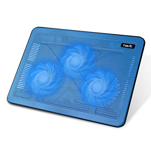 Havit HV-F2056 15.6-17 Inch Laptop Cooler Cooling Pad - Slim Portable USB Powered (3 Fans) (Blue) - color: blue