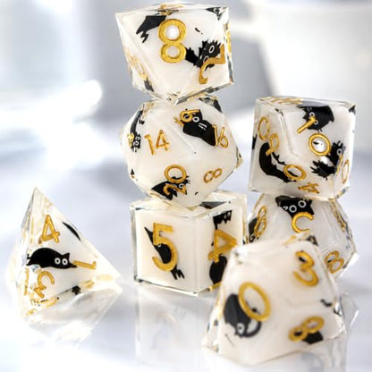 Metal Dice Set DND 7pcs with Gift Box - RPG Gift for Gamers(Cat) | Elegant gift box included, making it the ultimate present for roleplaying tabletop gamers and D&D enthusiasts - color: Cat
