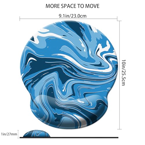 Gaming Mouse Pad Wrist Support,Ergonomic Mouse Pad with Wrist Rest,Comfortable Mousepad with Smooth Wrist Rest,Pain Relief Mouse Pads for Non-Slip Base,Computer,Laptop,Office，Home(Blue-White Fluid) - color: Blue-white Fluid