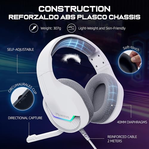 MARVO USB Gaming Headset with Mic, Wired Headphone with Surround Sound, Noise Canceling Gaming Headphones for PC, PS4/PS5, Laptop, Mac, Switch- H8618
