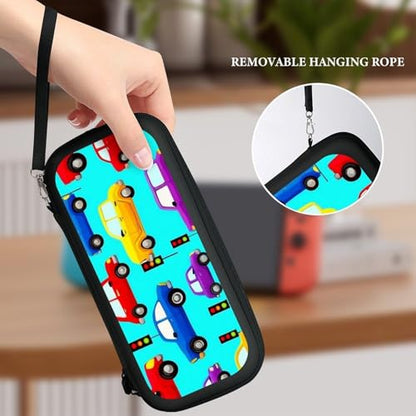 Carrying Case Compatible with Nintendo Switch, Travel Storage Holder Bag with 15 Game Cartridges Colorful Race Car Cartoon Cars Hard Shell Protective Pouch - color: Color(85)