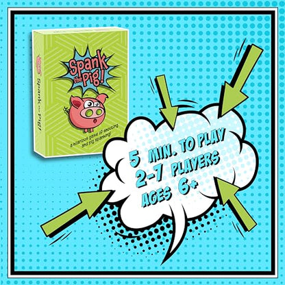 Spank The Pig! - Hilarious & Fun Family Card Game for Kids, Teens & Adults, Funny Fast Paced Games for 2-7 Players