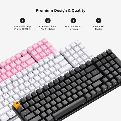 GLORIOUS GMMK 2 Gaming Mechanical Keyboard - Hotswap Cherry Mx Style Linear Switches- Full Size Wired Keyword- Double Shot Keycaps, RGB - PC Setup Accessories - 96%, Black