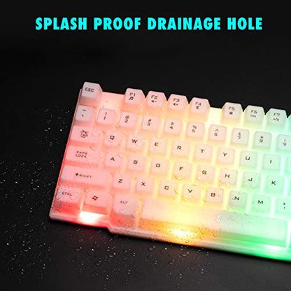 CHONCHOW RGB Gaming Keyboard and Mouse Combo,USB Wired Light Up Keyboard | Rainbow LED Lit Backlight Keyboard Mouse Set for Computer Windows PC PS4 Xbox Laptop iMac Resberry Pi - color: White