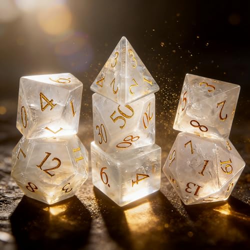 LUCKY-M Gemstone Dice DND Dice Dungeons and Dragons Dice Set RPG Dice Sets D&D Accessories Gift (C-White) - color: C-white