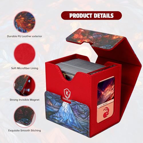 Katomula Card Deck Box for MTG Commander, Trading Cards Case Holds 100 Double-Sleeved Cards with Commander Display and Dice Tray-Mountain - style: Mountain