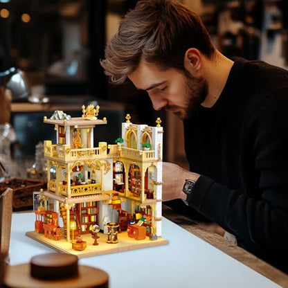 JMBricklayer Medieval House Building Kit for Adults 30126, Euro-Style Bookstore Building Sets with LED Light, Creative Modular Architecture Sets, Collectible House Toy Model, Gift for Adult Women - style: Classic