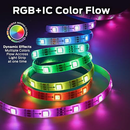 Monster Smart RGB+IC LED Strip Lights 25ft – Sound Reactive Strip Lights for Bedroom, App & Voice Control, RGB Light Strip for Room, Alexa Google Home, Razer Chroma Sync - 230 RGB+IC LED Lights - size: 25ft