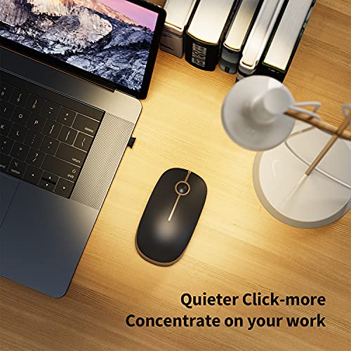 VssoPlor Wireless Mouse, 2.4G Slim Portable Computer Laptop Mouse with Nano Receiver Quiet Silent Optical Mice for Notebook, PC, Laptop, Computer-Black and Gold - color: Black and Gold