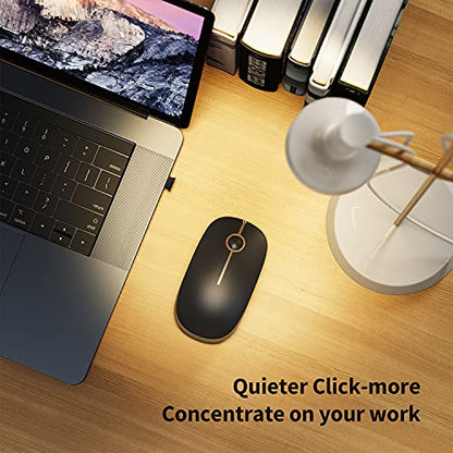 VssoPlor Wireless Mouse, 2.4G Slim Portable Computer Laptop Mouse with Nano Receiver Quiet Silent Optical Mice for Notebook, PC, Laptop, Computer-Black and Gold - color: Black and Gold