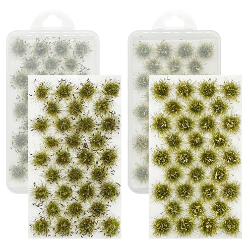 Cayway Miniature Grass Cluster, Static Grass Tuft Model Vegetation Groups for DIY Model Train Landscape Railroad Scenery Grass Tufts Flower (Withered Green and Red) - color: Withered Green and Red