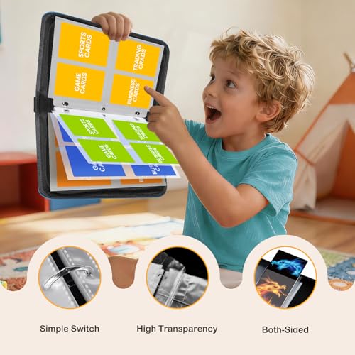 9-Pocket Trading Card Binder, 900-Card Capacity, 50 Sleeves, Yellow and Blue - color: Yellow and Blue, size: Small