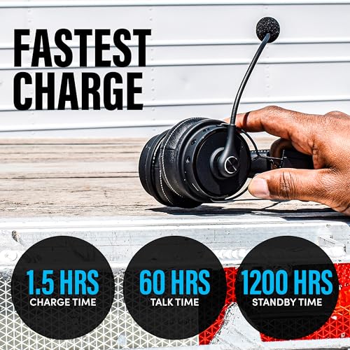Blue Tiger Premium Elite Ultimate Single and Dual Ear 2-in-1 Bluetooth Headset – Professional Noise Cancellation Head Set with Microphone – USB-C Fast Charge & Long Battery Life