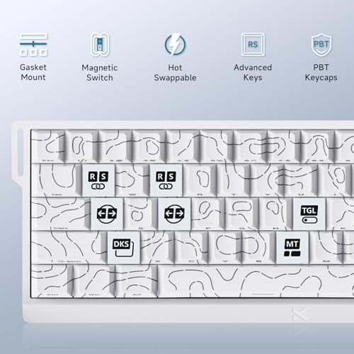 MCHOSE ACE 68 60% Mechanical Gaming Keyboard Wired Rapid Trigger Hall Effect Keyboard Magnetic Switch Adjustable Actuation 8000Hz Polling Rate Custom RGB MAC Laptop(White Topographic TTC Dragon Lord) - color: 68-White Topo Dragon Lord