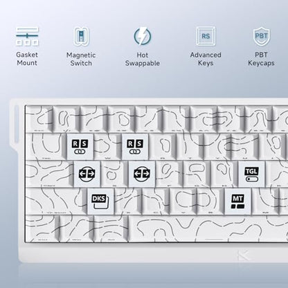 MCHOSE ACE 68 60% Mechanical Gaming Keyboard Wired Rapid Trigger Hall Effect Keyboard Magnetic Switch Adjustable Actuation 8000Hz Polling Rate Custom RGB MAC Laptop(White Topographic TTC Dragon Lord) - color: 68-White Topo Dragon Lord