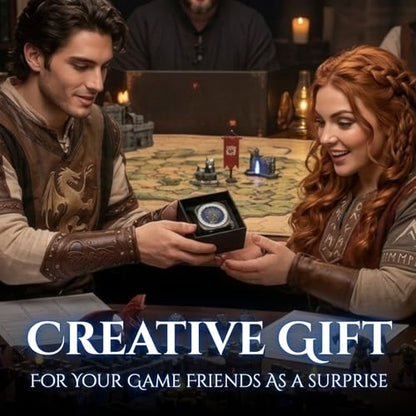 7-in-1 Spinner Dice Cube for D&D, Premium Metal RPG Dice Set with Engraved Fantasy Monsters, Unique Collectible Gift for Dungeons & Dragons Players - color: Spinner Cube Blue