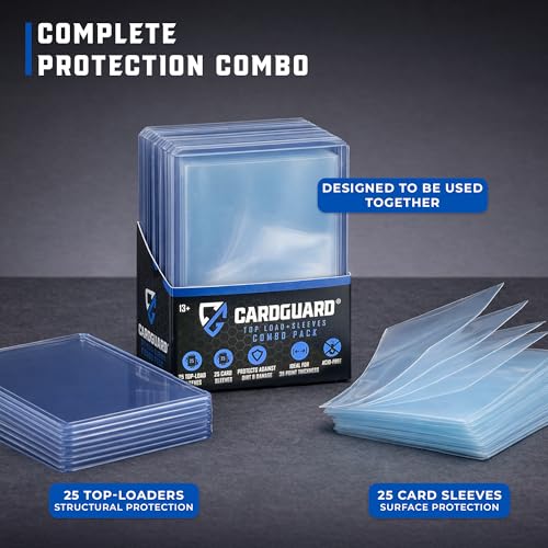 CardGuard 25ct Clear Top-Loaders with Sleeves Acid-Free Card Protection
