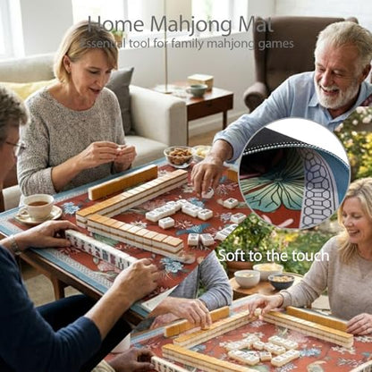 Mahjong Mat for Table, 31.5" x 31.5", Anti-Slip Noise Reduction Mahjong Table Cover with Carrying Bag, Perfect for Poker, Card, Board & Tile Games (Birds 04) - style: Birds 04