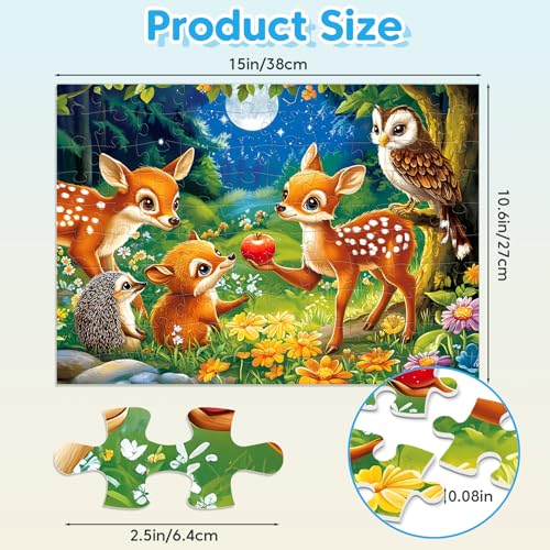 Jeacirio 4-Pack 100 Pieces Puzzles for Kids Ages 4-6 6-8 Panda Tiger Deer Cat Puzzles 100 Pieces Jigsaw Puzzles for Kids 8-10 Year Old, Large Piece Puzzle for Seniors, Puzzle Toys for Boys and Girls - style: Panda Tiger Deer Cat