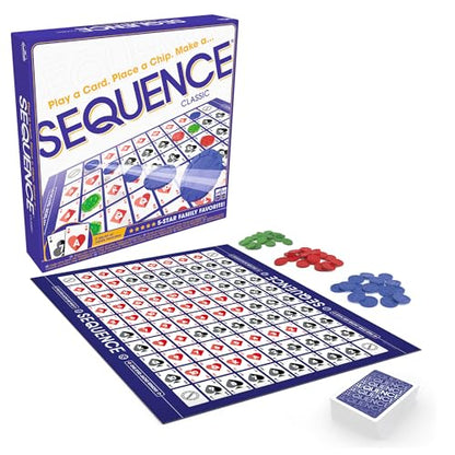 SEQUENCE- Original SEQUENCE Game with Folding Board, Cards and Chips by Jax ( Packaging may Vary ) White, 10.3" x 8.1" x 2.31"