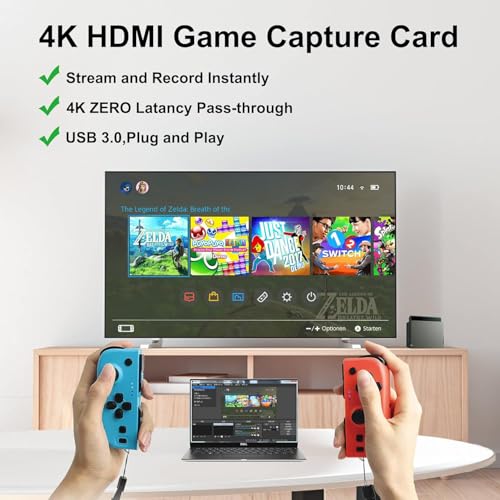 Capture Card 4K Video HDMI to USB 3.0 | for Video Streaming 1080P 60FPS Device Work for PS5/PS4/Switch 2/Xbox/PC/Camera/OBS, Game Screen Recorder Streaming Equipment