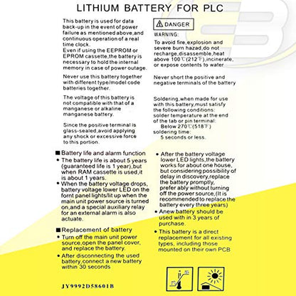 (2-Pack) Exell PLC Lithium 3.6V 2600mAh Computer Backup Batteries, Replacements for Mitsubishi, E-20GM Positioning Controller, F1 Series, F2 Series, FX Series, FX-20GM Positioning Controller