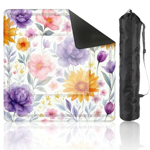 Mahjong Mat for Table Seamless Wild Tropical Flowers Watercolor 31.5" x 31.5" Non-Slip Noise-Reducing Game Mat Premium Mahjong Accessories for Poker Dominoes Board Games - color: Multi 8-1