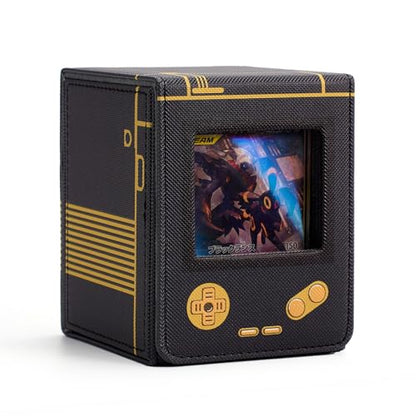 Retro Gaming Console Appearance Deck Box for MTG Commander (Black) | Holds 120 Single/100 Double-Sleeved Cards, Fit MTG/PTCG/OPTCG Cards, Strong Magnet, PU Leather, With 2 Dividers - color: Black