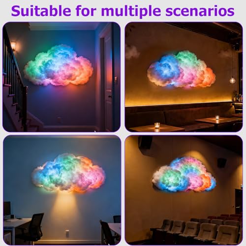 STHF DIY USB-Powered Thundercloud LED Light Decor | 3D Shapable Clouds Lamp, Unique Room Decor & Night Light for Bedroom, Gaming Room, Ceiling Ambiance & Party (4-Meter Cloud) - size: 4-meter cloud