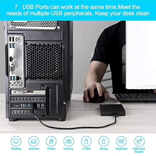 PCIE USB 3.0 Expansion Card 7 Ports (5X Type-A and 2 USB C) PCIe Card | Super Speed PCI Express USB 3.0 Hub Controller Adapter, PCIe USB Expansion Card for Windows 11/10/8/7/XP and MAC OS/Linux
