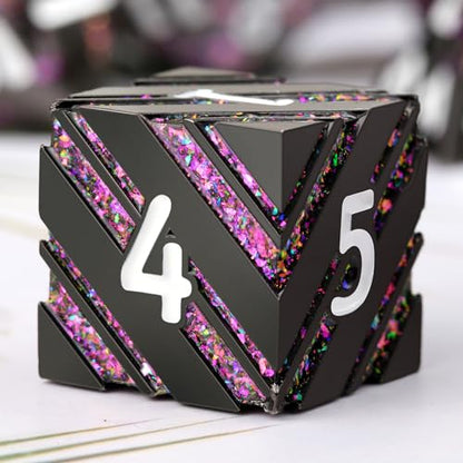 Stripe Metal DND Dice,DNDND Metallic Stripes Dice with Gift Metal Box for Dungeons and Dragons D&D (Purple Stripes) - color: Stripe Purple