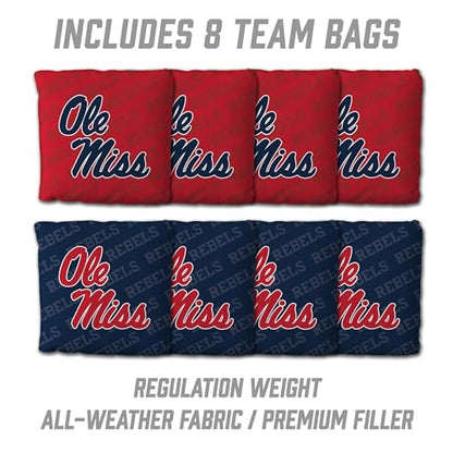 YouTheFan NCAA 2’ x 3’ Wood Cornhole Game with Logo Bags - color: Mississippi Rebels