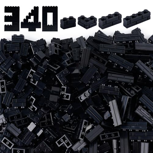 Masonry Bricks House Wall Accessories: 340PCS Classic Masonry Profile Block Parts and Pieces Creative Construction Bulk, MOC Castle Pieces (Black) - color: Black