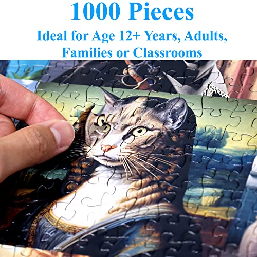 Think2Master Funny Cats 1000 Pieces Jigsaw Puzzle Featuring heartwarming Kittens and Cats. Fun for Teens, Seniors & Families. Great Gift for Kids Ages 13+ Size: 26.8” x 18.9” - style: Funny Cats
