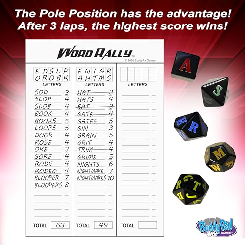 Word Rally Fast-Paced Word Building Family Dice Game | Fun Game with 5 Different RPG Letter Dice | Perfect for Travel, Parties, and Game Night | 2+ Players, Ages 8+