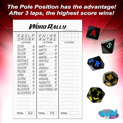 Word Rally Fast-Paced Word Building Family Dice Game | Fun Game with 5 Different RPG Letter Dice | Perfect for Travel, Parties, and Game Night | 2+ Players, Ages 8+
