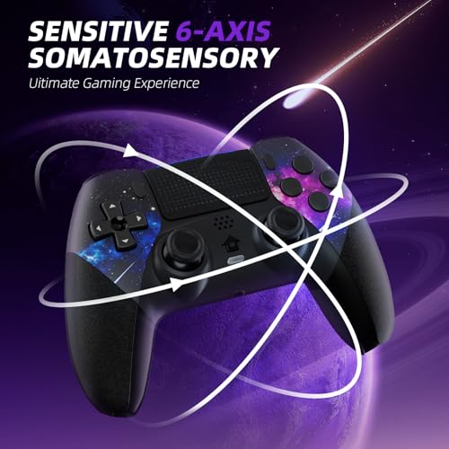 AceGamer Wireless Controller for PS5/Pro/Slim/PC, Hall Effect Joysticks, Macro/Turbo Function, Bluetooth Controller with 6-Axis Gyro/Dual Vibration/Touchpad/Ergonomic/Speaker/3.5mm Audio Jack! - color: Galaxy